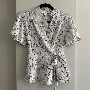 Cream with black polk-a-dot blouse NWT